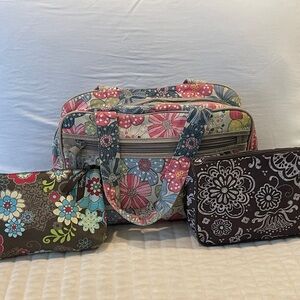 Thirty-One Multicolor Floral Travel Bag Set- 3 Bags